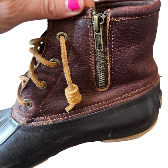 Women’s Sperry Brown Leather Upper Saltwater Duck Boots Size 8.5 - Picture 10 of 11